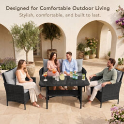 Evre Anthracite Florence Garden Rattan Furniture Dining Set 4 Piece Seat Chair Outdoor Wicker Cover - thumbnail 9
