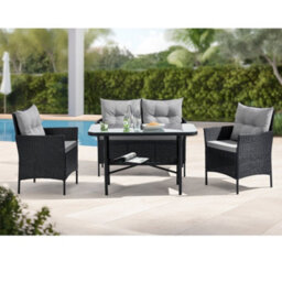 Evre Anthracite Florence Garden Rattan Furniture Dining Set 4 Piece Seat Chair Outdoor Wicker Cover - thumbnail 2