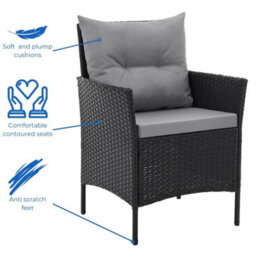Evre Anthracite Florence Garden Rattan Furniture Dining Set 4 Piece Seat Chair Outdoor Wicker Cover - thumbnail 5