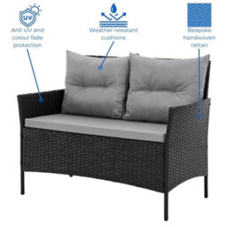 Evre Anthracite Florence Garden Rattan Furniture Dining Set 4 Piece Seat Chair Outdoor Wicker Cover - thumbnail 4