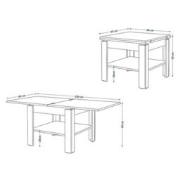 Heze Furniture Leo Modern Extending Coffee Table - Artisan Oak & Beige - thumbnail 5