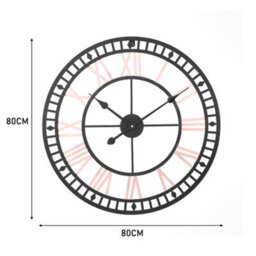 Living And Home Modern Round Large Metal Wall Clock Bedroom Livingroom Decorative With Roman Numerals 80Cm - thumbnail 5