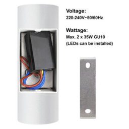 Long Life Lamps Company Matt White Finish Stainless Steel Up Down Wall Light Gu10 Ip20 Indoor Use Zlc056W - thumbnail 4