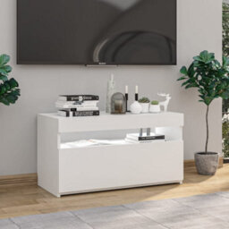 Berkfield Tv Cabinet With Led Lights High Gloss White 75X35X40 Cm - thumbnail 4