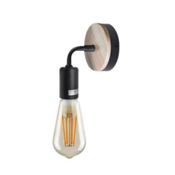 Matt Black Antique Brass Effect Wired Wall Light - thumbnail 4