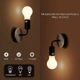 Matt Black Antique Brass Effect Wired Wall Light - thumbnail 3