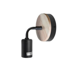 Matt Black Antique Brass Effect Wired Wall Light