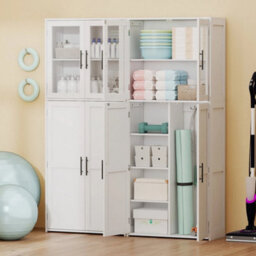 Wooden Broom Closet Utility Organizer Cabinet With Enclosed Doors - thumbnail 5