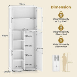 Wooden Broom Closet Utility Organizer Cabinet With Enclosed Doors - thumbnail 3