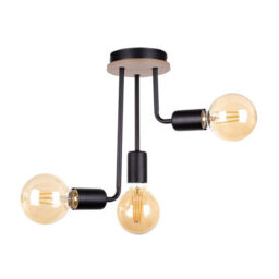 Luminosa Lighting Luminosa Megan Multi Arm Semi Flush Ceiling Light Wood, Black, 25Cm, 3X E27