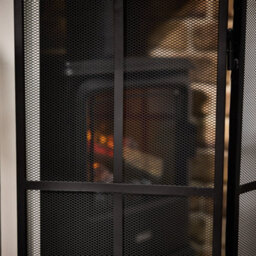 Dibor Vintage Style Large Black Folding Fireplace Guard Fire Screen Window Pane Fire Guard H75Cm X W122Cm - thumbnail 6