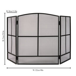 Dibor Vintage Style Large Black Folding Fireplace Guard Fire Screen Window Pane Fire Guard H75Cm X W122Cm - thumbnail 2