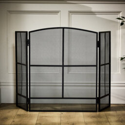 Dibor Vintage Style Large Black Folding Fireplace Guard Fire Screen Window Pane Fire Guard H75Cm X W122Cm - thumbnail 3