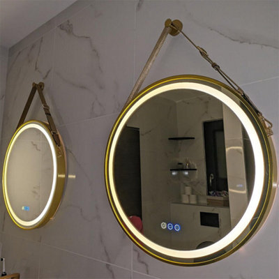 Luvodi 600mm Round Led Illuminated Bathroom Mirror Demister Aluminum Framed, Wall Switch Or Plug-In - image 1