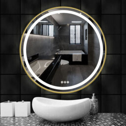 Luvodi 600mm Round Led Illuminated Bathroom Mirror Demister Aluminum Framed, Wall Switch Or Plug-In - thumbnail 7