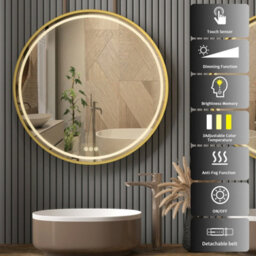 Luvodi 600mm Round Led Illuminated Bathroom Mirror Demister Aluminum Framed, Wall Switch Or Plug-In - thumbnail 5