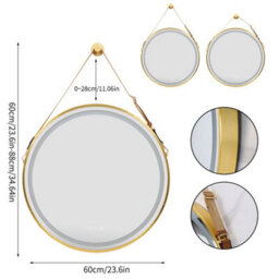Luvodi 600mm Round Led Illuminated Bathroom Mirror Demister Aluminum Framed, Wall Switch Or Plug-In - thumbnail 2