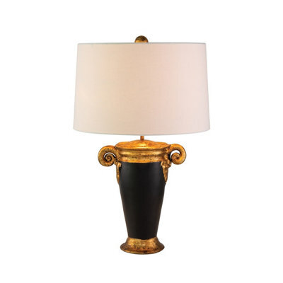 Luminosa Lighting Elstead Gallier Table Lamp With Round Shade, Black And Gold - image 1