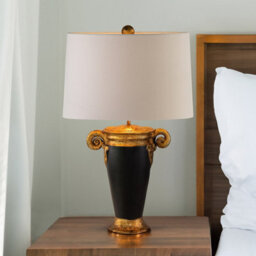 Luminosa Lighting Elstead Gallier Table Lamp With Round Shade, Black And Gold - thumbnail 5