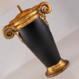 Luminosa Lighting Elstead Gallier Table Lamp With Round Shade, Black And Gold - thumbnail 3