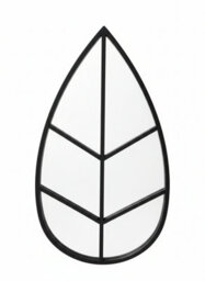 Deenz Leaf Shape Garden Mirror Plastic Framed Indoor/outdoor Use Wall Mounted Patio Floral Vanity Display Geometric Black 76X42 Cm - thumbnail 3