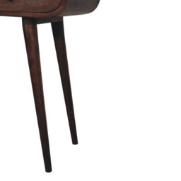 Artisan Furniture Solid Wood Light Walnut Curved Edge Console Table, 2-Drawers, Nordic Legs, Dark Brown - thumbnail 8