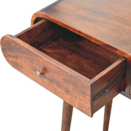 Artisan Furniture Solid Wood Light Walnut Curved Edge Console Table, 2-Drawers, Nordic Legs, Dark Brown - thumbnail 7