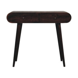 Artisan Furniture Solid Wood Light Walnut Curved Edge Console Table, 2-Drawers, Nordic Legs, Dark Brown - thumbnail 2
