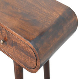 Artisan Furniture Solid Wood Light Walnut Curved Edge Console Table, 2-Drawers, Nordic Legs, Dark Brown - thumbnail 6