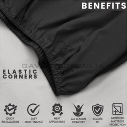 Gc Gaveno Cavailia Plain Dyed Fitted Bedsheet Double Black Super Soft & Comfy Non Iron Fitted Sheet - thumbnail 4