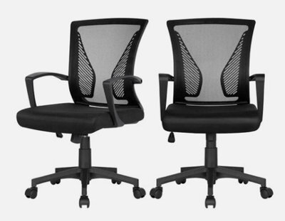 2Pcs Office Chair Computer Swivel Chair Task Chair W Back Support Wheels Black - image 1