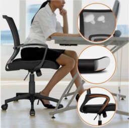 2Pcs Office Chair Computer Swivel Chair Task Chair W Back Support Wheels Black - thumbnail 5