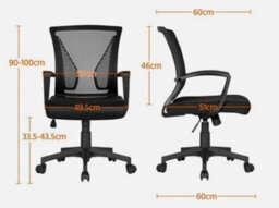 2Pcs Office Chair Computer Swivel Chair Task Chair W Back Support Wheels Black - thumbnail 4