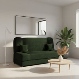 Jonas Living Room Sofa Bed With Click Clack Sleeping Surface Storage Container Wooden Frame Dark Green