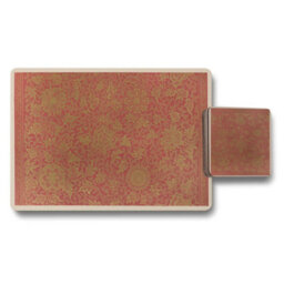 Benjamin Tate Design Damask Gold Foil Placemat Coaster Set With Wood Base Twelve Piece Limited Edition - thumbnail 1