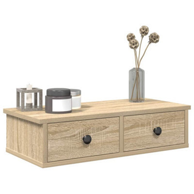 Berkfield Wall Shelf With Drawers Sonoma Oak 60X25X15 Cm Engineered Wood - image 1