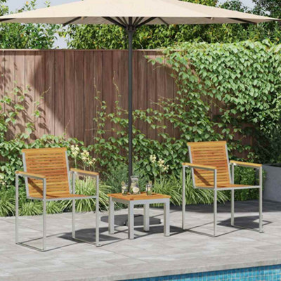 Berkfield Sun Lounger With Garden Chairs 3 Pcs Solid Wood Acacia - image 1
