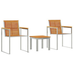 Berkfield Sun Lounger With Garden Chairs 3 Pcs Solid Wood Acacia - thumbnail 2