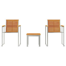 Berkfield Sun Lounger With Garden Chairs 3 Pcs Solid Wood Acacia - thumbnail 7