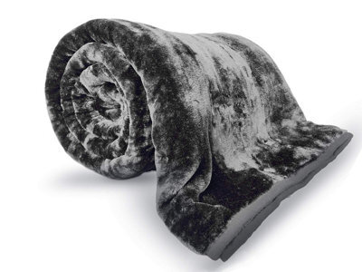 Pagnanno. Faux Fur Mink Throw Fluffy Warmth Bed Throws Flannel Fleece Blanket,(1, Charcoal, King 200X240Cm) - image 1