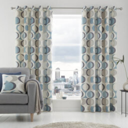 Fusion Sander 100% Cotton Light Filtering Pair Of Duck Egg Eyelet Curtains