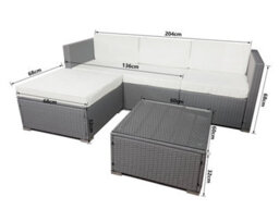MCC Direct Rattan Furniture Corner Sofa L Shaped Seating And Table Patio Garden Set  Rupert Grey - thumbnail 7