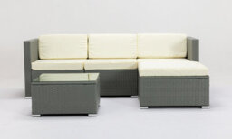 MCC Direct Rattan Furniture Corner Sofa L Shaped Seating And Table Patio Garden Set  Rupert Grey - thumbnail 3