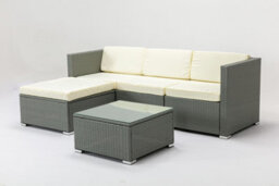 MCC Direct Rattan Furniture Corner Sofa L Shaped Seating And Table Patio Garden Set  Rupert Grey - thumbnail 2