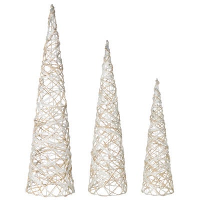 Beliani Set Of 3 Christmas Decorations Tuelso Christmas Tree 60/80/100 Cm White/ Gold - image 1