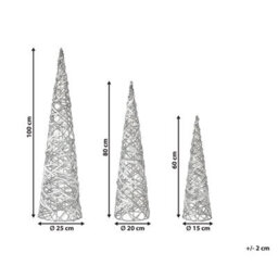 Beliani Set Of 3 Christmas Decorations Tuelso Christmas Tree 60/80/100 Cm White/ Gold - thumbnail 3
