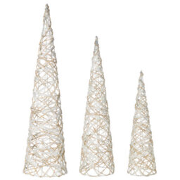 Beliani Set Of 3 Christmas Decorations Tuelso Christmas Tree 60/80/100 Cm White/ Gold