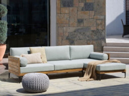 Beliani Garden Corner Sofa 4 Seater Cavezzo Left Hand Certified Acacia Wood Grey - thumbnail 2