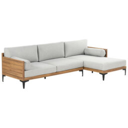 Beliani Garden Corner Sofa 4 Seater Cavezzo Left Hand Certified Acacia Wood Grey - thumbnail 1