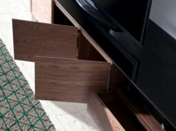 Angel Cerda Elegant Modern Tv Unit In Walnut With Chrome And Black Glass Top - thumbnail 4